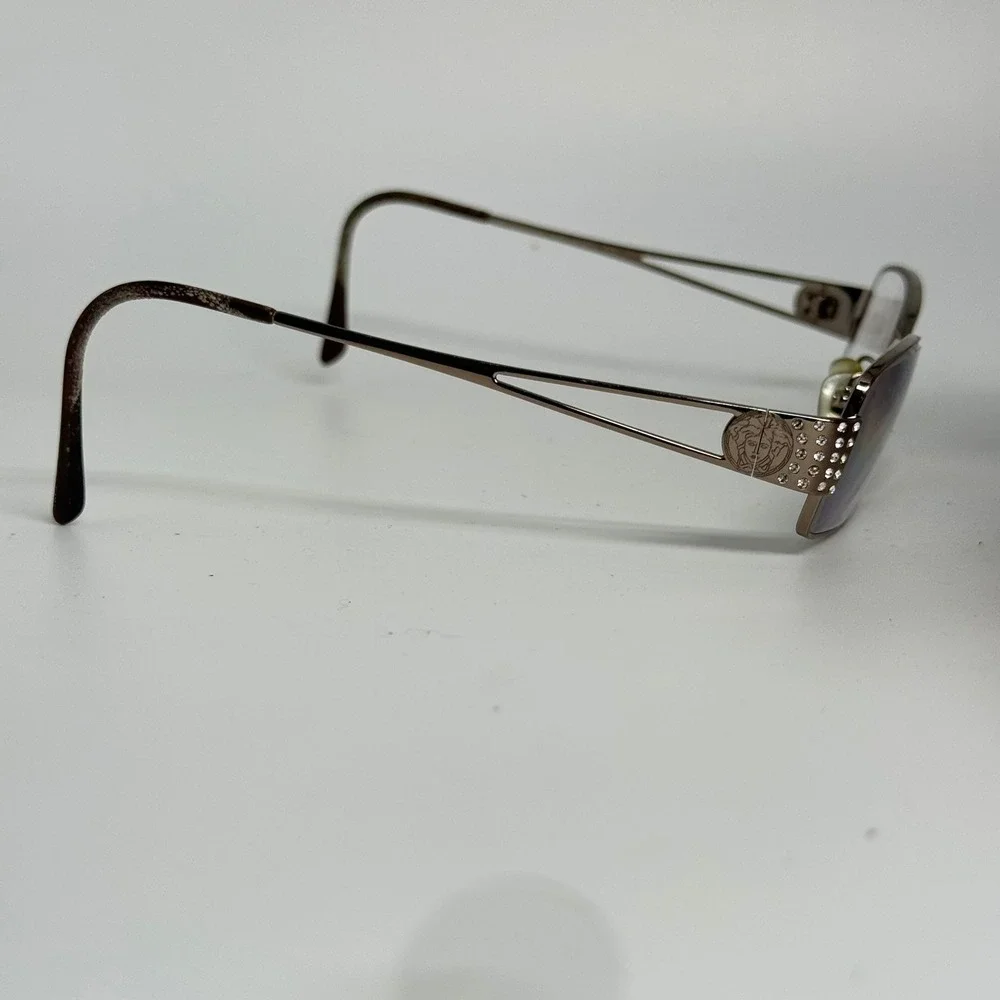 Versace Mod 1117-B Bronze Medusa Crystal Rectangular Eyeglass Frames Italy 51-17